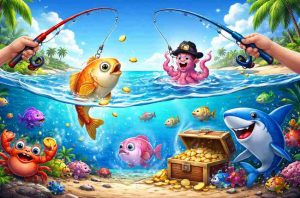 Jogo pescaria 58H com peixes coloridos